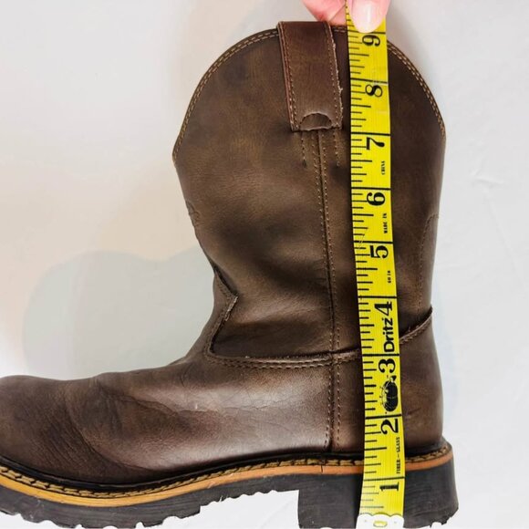 Justin 100% Leather Sq Toe Cowboy / Work Boots EC Boys Sz 2 EC - Picture 9 of 10